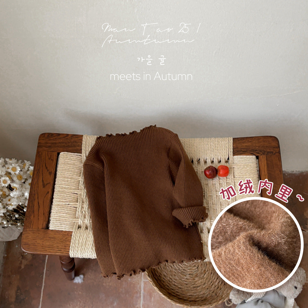 Baby Long-Sleeve Ribbed Knit Top | Baby Knitted Inner Sweater