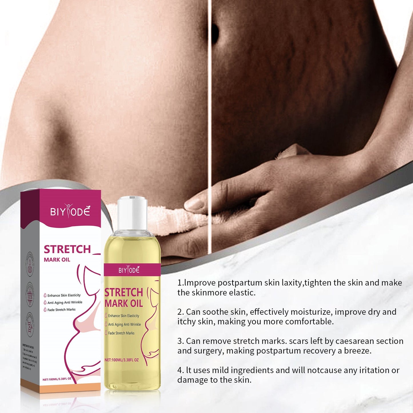 BIYODE Stretch Mark Oil (100ml) | Topical Oil for Scars, Stretch Marks, and Skin Elasticity