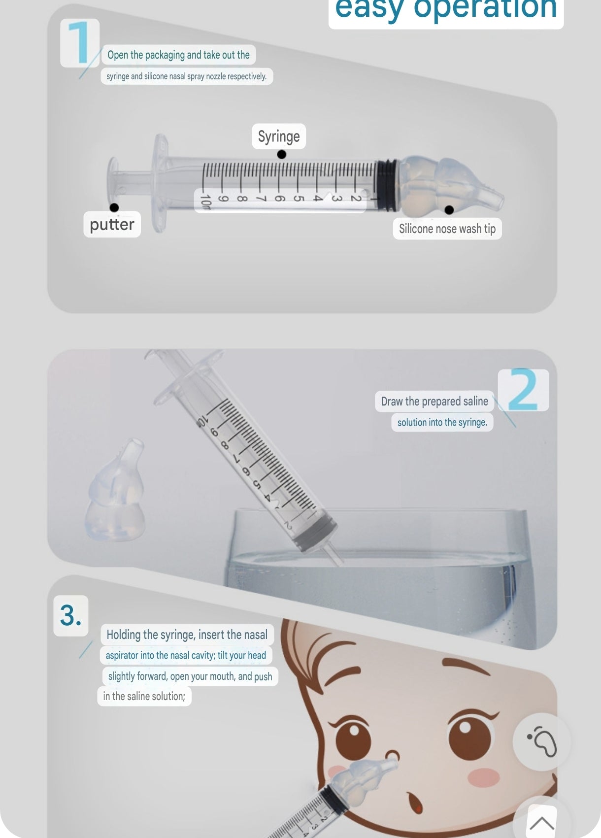 Syringe-Style Baby Nasal Irrigators (10ml) | Silicone Nose Cleaner Syringe for Babies, Toddlers and Infants
