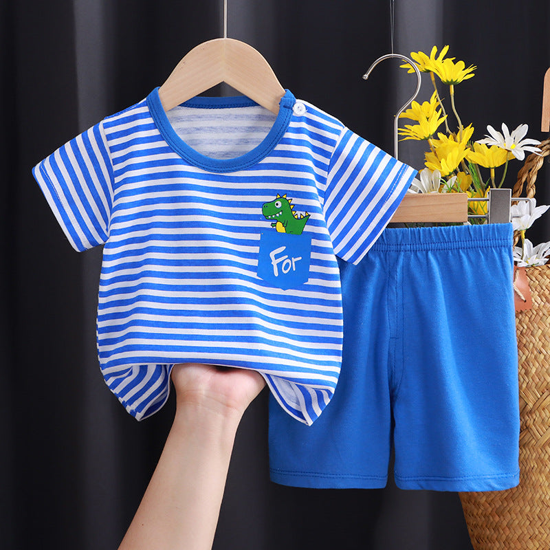 2-Piece Baby Short-Sleeve Outfit Set with T-Shirt and Shorts | Soft Cotton Outdoor Wear for Boys and Girls