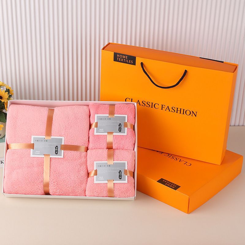 3-in-1 Soft Towel Set for Mother and Baby with Package Bag | Absorbent Coral Fleece Baby Bath Towels Gift Set