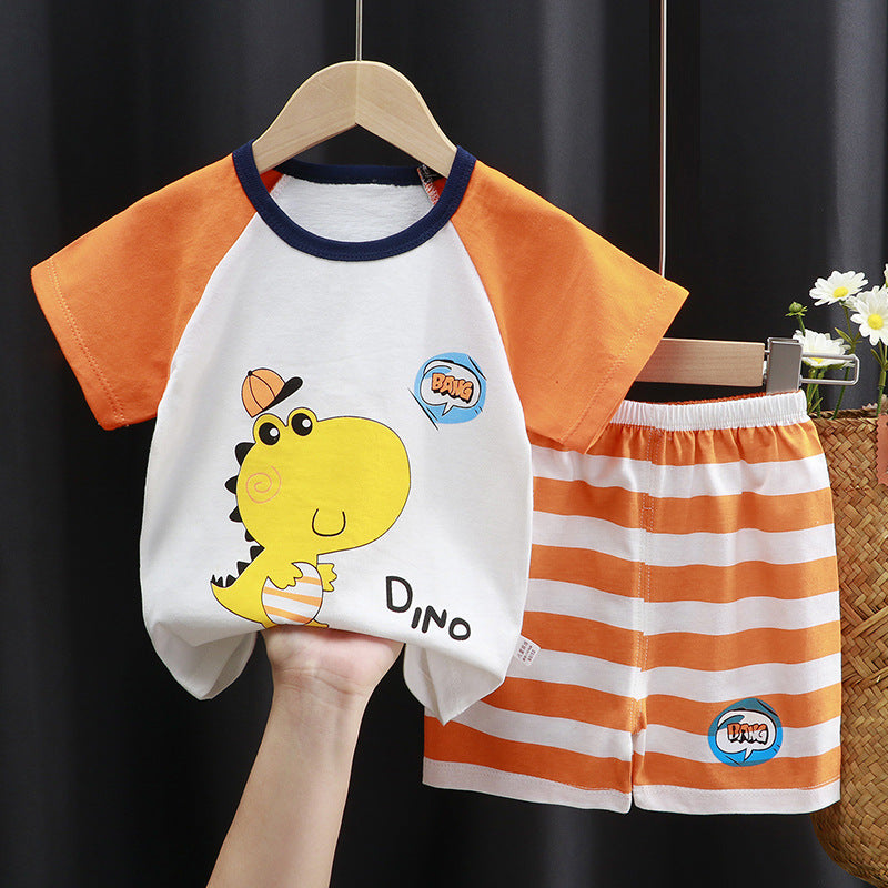 2-Piece Baby Short-Sleeve Outfit Set with T-Shirt and Shorts | Soft Cotton Outdoor Wear for Boys and Girls