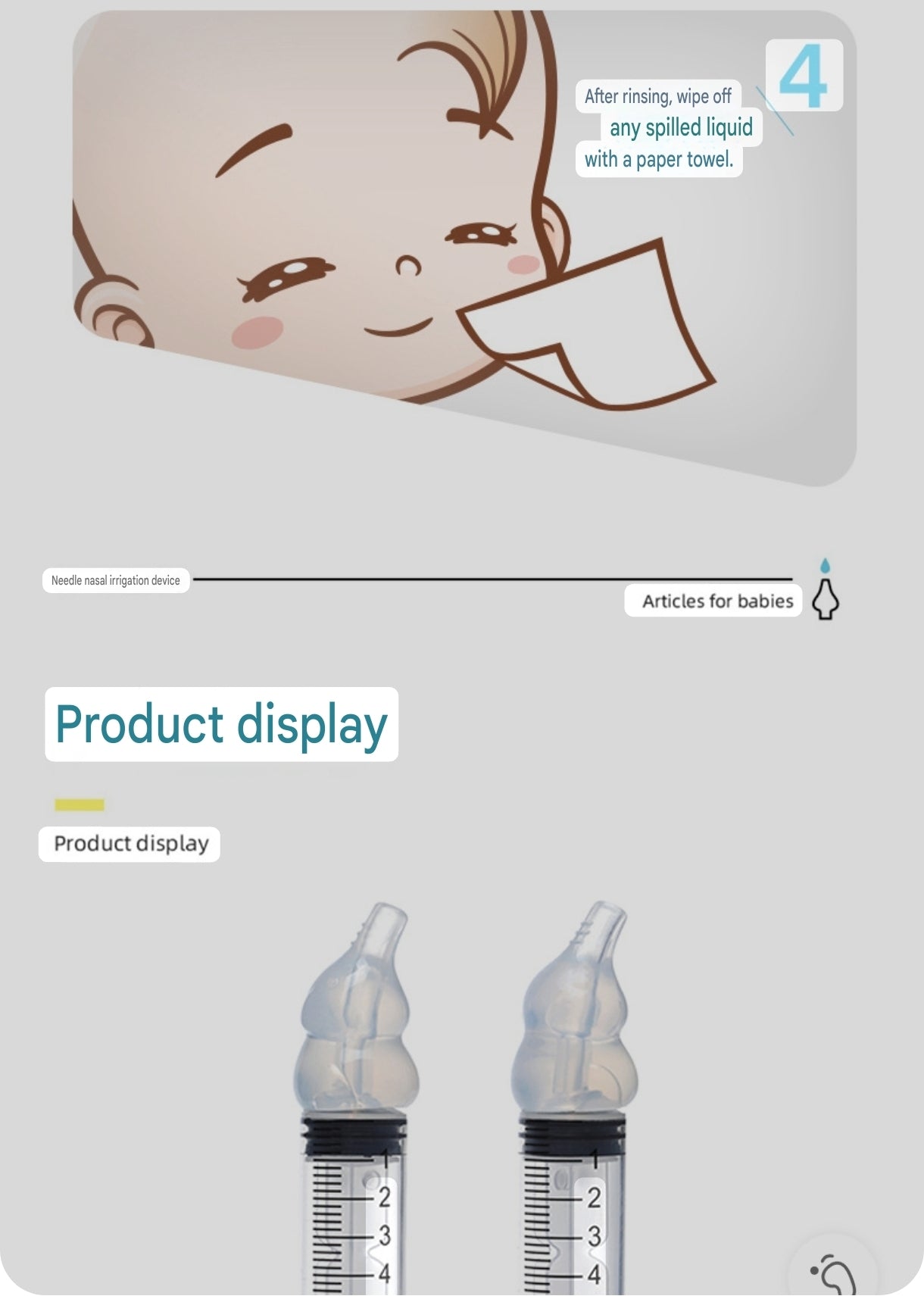 Syringe-Style Baby Nasal Irrigators (10ml) | Silicone Nose Cleaner Syringe for Babies, Toddlers and Infants