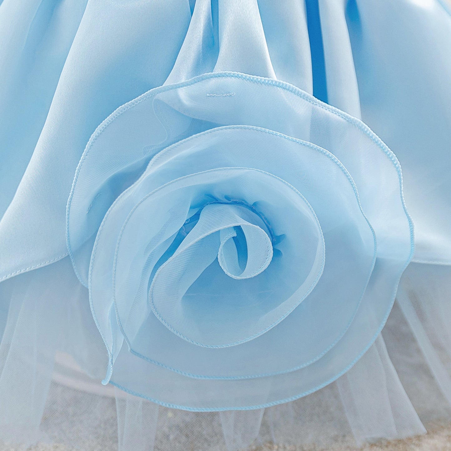 Elegant One-Shoulder Baby Dress with Puffed Off-Shoulder Sleeve and Choker Collar (6-12 months) | Royal Blue Princess Ball Gown