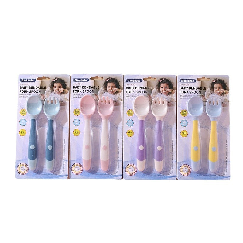 Bendable Baby Spoon and Fork Set | Silicone Cutlery Training Set for Babies