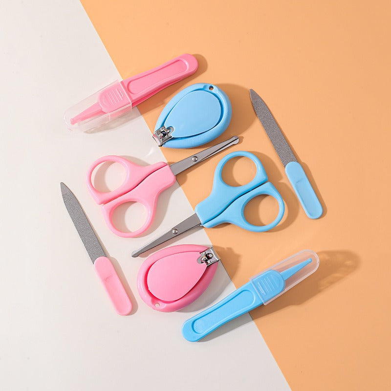 4-Piece Baby Nails Care Set with Nail Clippers, Nail Scissors, Nail File, and Nasal Tweezers | Manicure Set for Babies